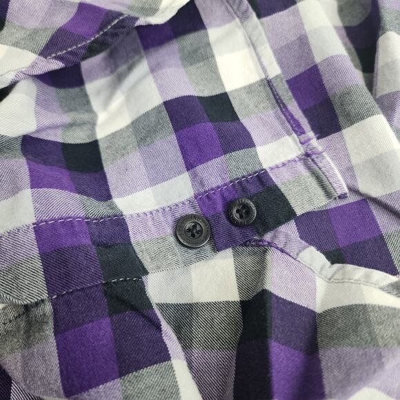 Aeropostale Purple Black White Plaid Long Sleeve Button-Up Flannel Men's Size M - Picture 6 of 6
